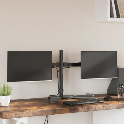 Suport de perete pentru monitor dublu VESA 75/100 mm negru oțel GartenMobel Dekor