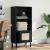 Bibliotecă SENJA aspect ratan negru 60x35x130 cm lemn masiv pin GartenMobel Dekor