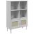 Bibliotecă SENJA, aspect ratan alb, 90x35x130 cm lemn masiv pin GartenMobel Dekor