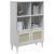 Bibliotecă SENJA, aspect ratan alb, 90x35x130 cm lemn masiv pin GartenMobel Dekor