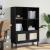 Bibliotecă SENJA aspect ratan negru 90x35x130 cm lemn masiv pin GartenMobel Dekor