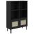 Bibliotecă SENJA aspect ratan negru 90x35x130 cm lemn masiv pin GartenMobel Dekor