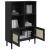 Bibliotecă SENJA aspect ratan negru 90x35x130 cm lemn masiv pin GartenMobel Dekor