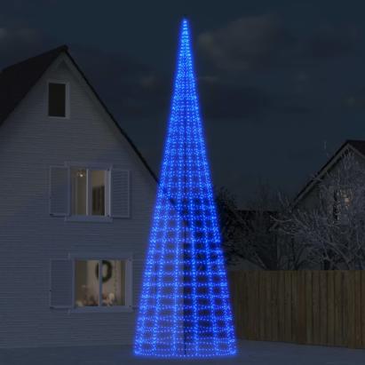 Lumină brad de Crăciun pe catarg 3000 LED-uri albastru 800 cm GartenMobel Dekor