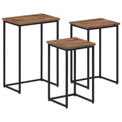 Măsuțe de cafea suprapuse, 3 buc., lemn masiv de tec GartenMobel Dekor