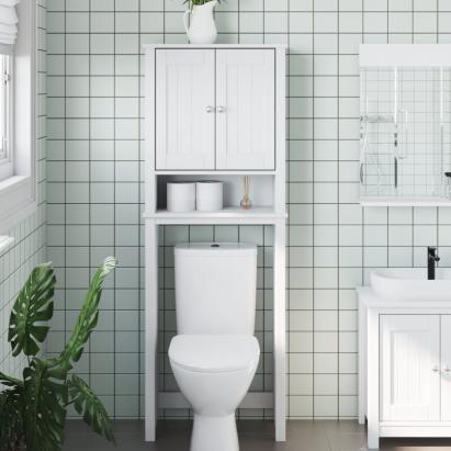 Depozitare deasupra toaletei „BERG” alb 60x27x164,5 cm lemn GartenMobel Dekor