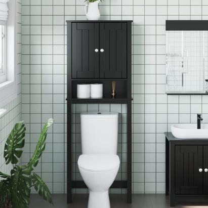 Depozitare deasupra toaletei „BERG” negru 60x27x164,5 cm lemn GartenMobel Dekor