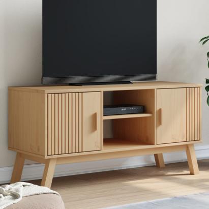 Dulap TV „OLDEN”, maro, 114x43x57 cm, lemn masiv pin GartenMobel Dekor