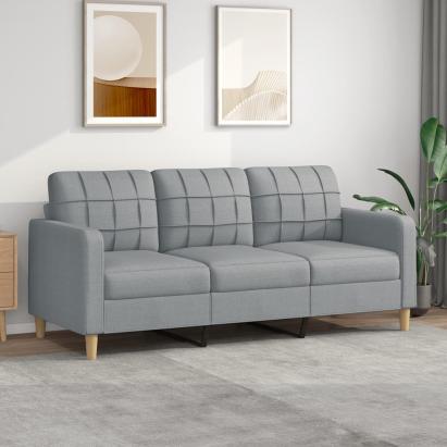 Canapea cu 3 locuri, gri deschis, material 180CM textil GartenMobel Dekor