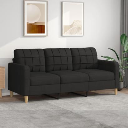 Canapea cu 3 locuri, negru, 180 cm, material textil GartenMobel Dekor