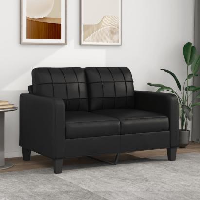 Canapea cu 2 locuri, negru, 120 cm, piele ecologică GartenMobel Dekor