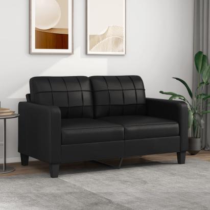 Canapea cu 2 locuri, negru, 140 cm, piele ecologică GartenMobel Dekor
