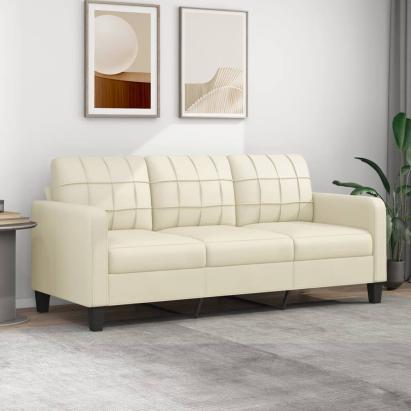 Canapea cu 3 locuri, crem, 180 cm, piele ecologică GartenMobel Dekor