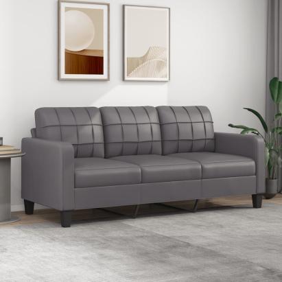 Canapea cu 3 locuri, gri, 180 cm, piele ecologică GartenMobel Dekor