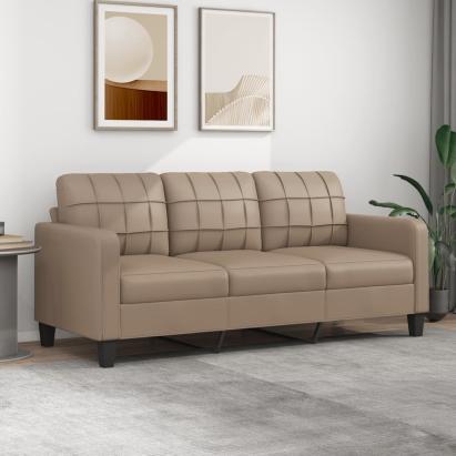 Canapea cu 3 locuri, cappuccino, 180 cm, piele ecologică GartenMobel Dekor