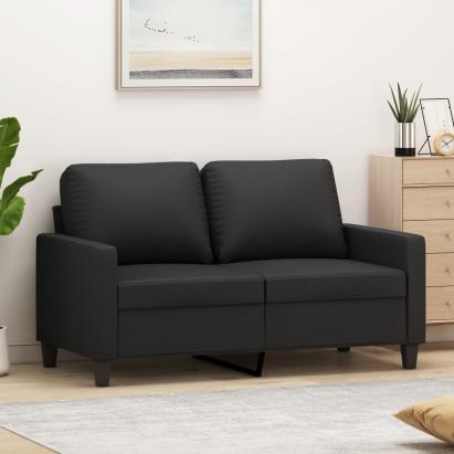 Canapea cu 2 locuri, negru, 120 cm, piele ecologică GartenMobel Dekor