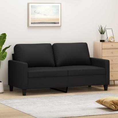 Canapea cu 2 locuri, negru, 140 cm, piele ecologică GartenMobel Dekor