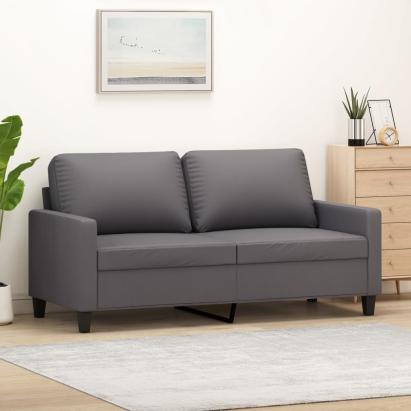 Canapea cu 2 locuri, gri, 140 cm, piele ecologică GartenMobel Dekor