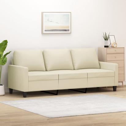 Canapea cu 3 locuri, crem, 180 cm, piele ecologică GartenMobel Dekor