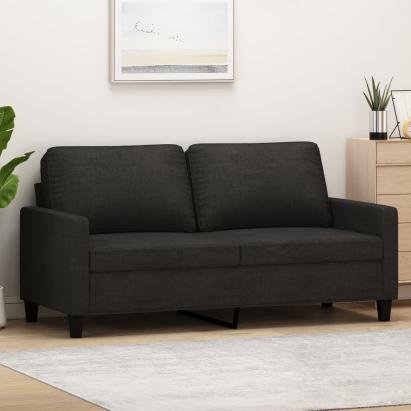 Canapea cu 2 locuri, negru, 140 cm, material textil GartenMobel Dekor