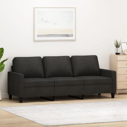 Canapea cu 3 locuri, negru, 180 cm, material textil GartenMobel Dekor