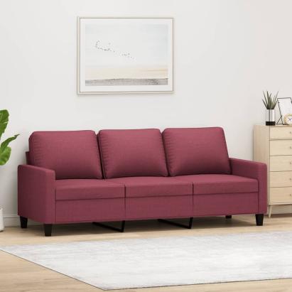 Canapea cu 3 locuri, roșu vin, 180 cm, material textil GartenMobel Dekor