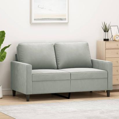 Canapea cu 2 locuri, gri deschis, 120 cm, catifea GartenMobel Dekor