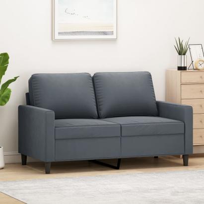 Canapea cu 2 locuri, gri închis, 120 cm, catifea GartenMobel Dekor