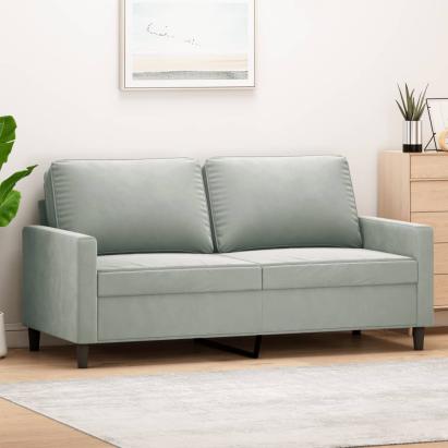 Canapea cu 2 locuri, gri deschis, 140 cm, catifea GartenMobel Dekor