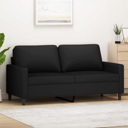 Canapea cu 2 locuri, negru, 140 cm, catifea GartenMobel Dekor