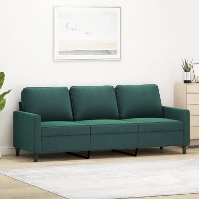 Canapea cu 3 locuri, verde închis, 180 cm, catifea GartenMobel Dekor