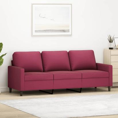 Canapea cu 3 locuri, roșu vin, 180 cm, material catifea GartenMobel Dekor