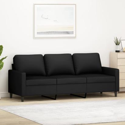 Canapea cu 3 locuri, Negru, 180 cm, catifea GartenMobel Dekor