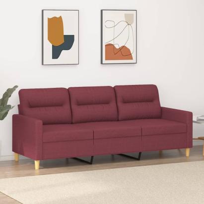 Canapea cu 3 locuri, roșu vin, 180 cm, material textil GartenMobel Dekor