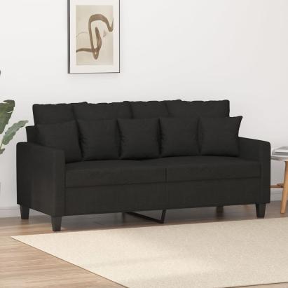 Canapea cu 2 locuri, negru, 140 cm, material textil GartenMobel Dekor