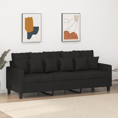 Canapea cu 3 locuri, negru, 180 cm, material textil GartenMobel Dekor