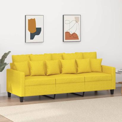 Canapea cu 3 locuri, galben deschis, 180 cm, material textil GartenMobel Dekor