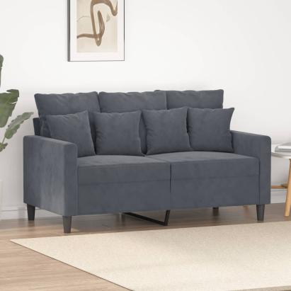 Canapea cu 2 locuri, gri închis, 120 cm, catifea GartenMobel Dekor