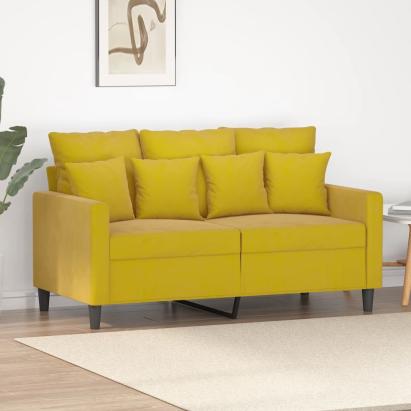Canapea cu 2 locuri, galben, 120 cm, catifea GartenMobel Dekor