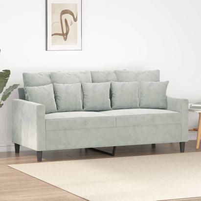 Canapea cu 2 locuri, gri deschis, 140 cm, catifea GartenMobel Dekor