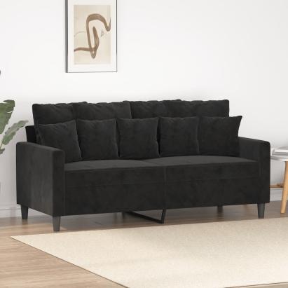 Canapea cu 2 locuri, negru, 140 cm, catifea GartenMobel Dekor