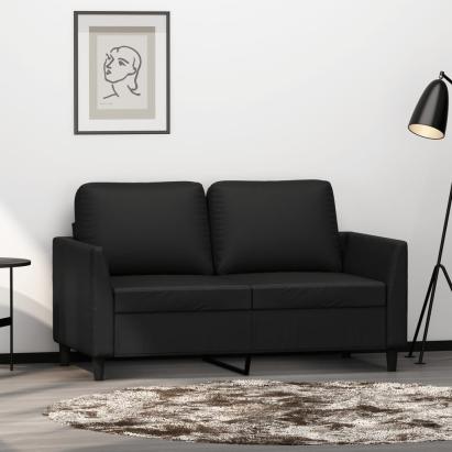 Canapea cu 2 locuri, negru, 120 cm, piele ecologică GartenMobel Dekor