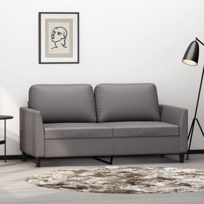 Canapea cu 2 locuri, gri, 140 cm, piele ecologică GartenMobel Dekor