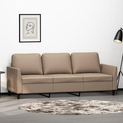 Canapea cu 3 locuri, cappuccino, 180 cm, piele ecologică GartenMobel Dekor
