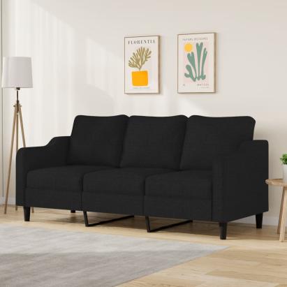 Canapea cu 3 locuri, negru, 180 cm, material textil GartenMobel Dekor