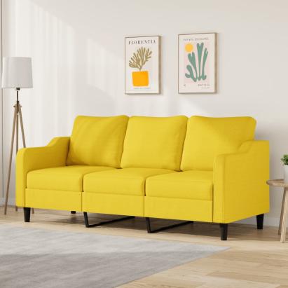 Canapea cu 3 locuri, galben deschis, 180 cm, material textil GartenMobel Dekor