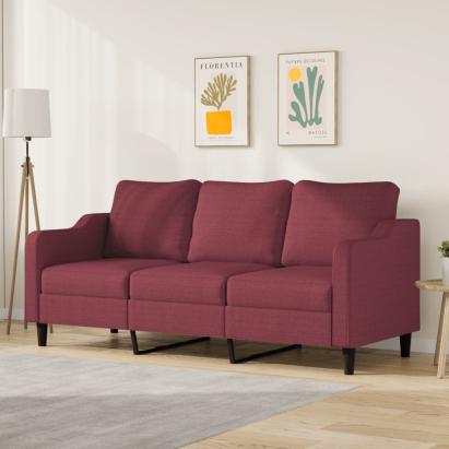 Canapea cu 3 locuri, roșu vin, 180 cm, material textil GartenMobel Dekor
