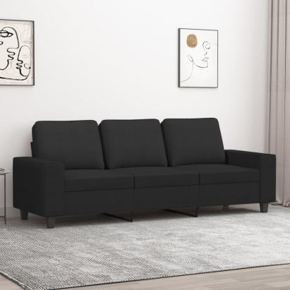 Canapea cu 3 locuri, negru, 180 cm, material textil GartenMobel Dekor