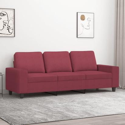 Canapea cu 3 locuri, roșu vin, 180 cm, material textil GartenMobel Dekor