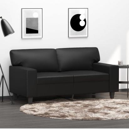 Canapea cu 2 locuri, negru, 120 cm, piele ecologică GartenMobel Dekor